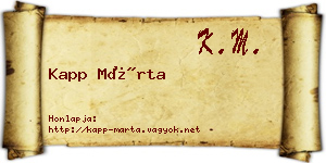 Kapp Márta névjegykártya